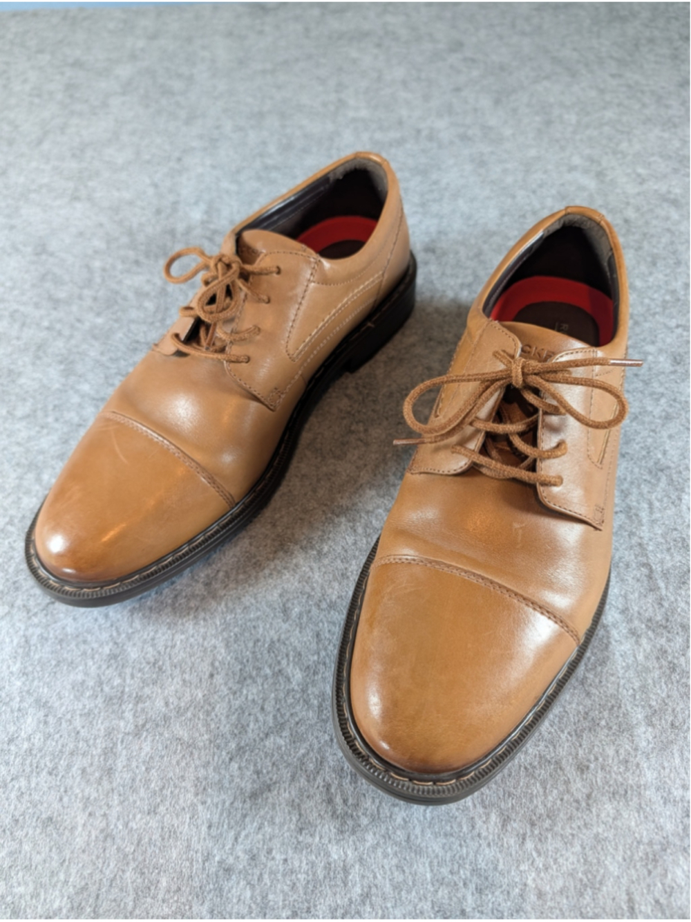 Rockport Tanner Men's Cap Toe Oxford Dress Shoes CI1076 Cognac Leather Size 9 M - Picture 7 of 14